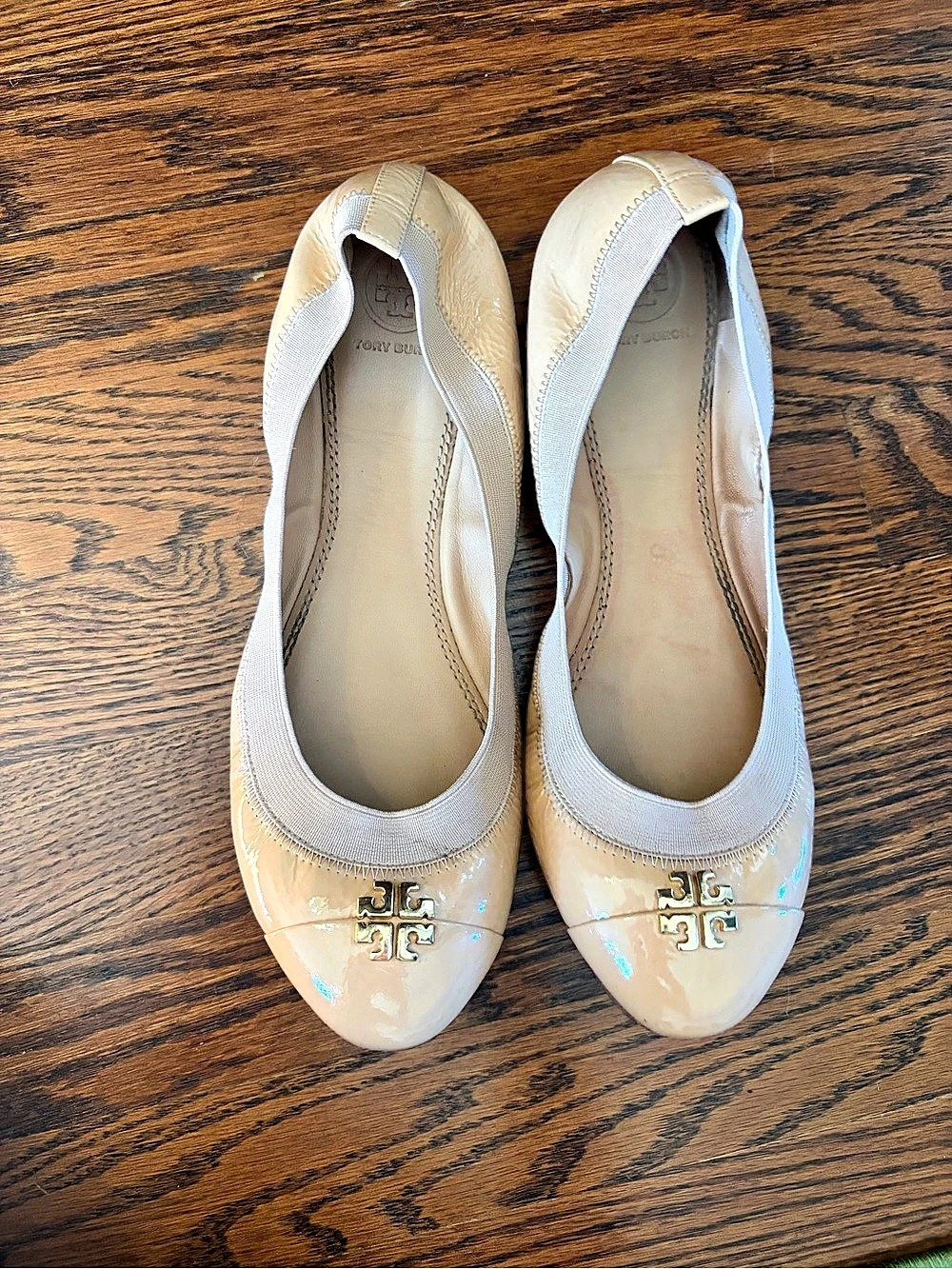 Tory Burch Caroline Patent Leather Ballet Flat Beige size 9